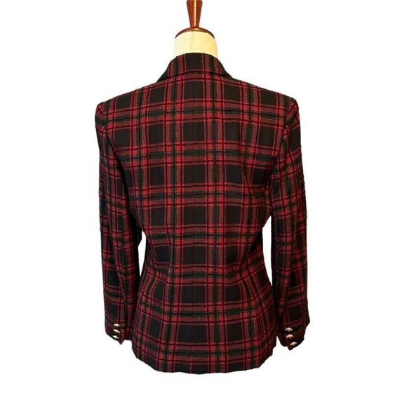 Pendleton Double Breasted Red Wool Plaid Blazer| Size 6 - Picture 5 of 7